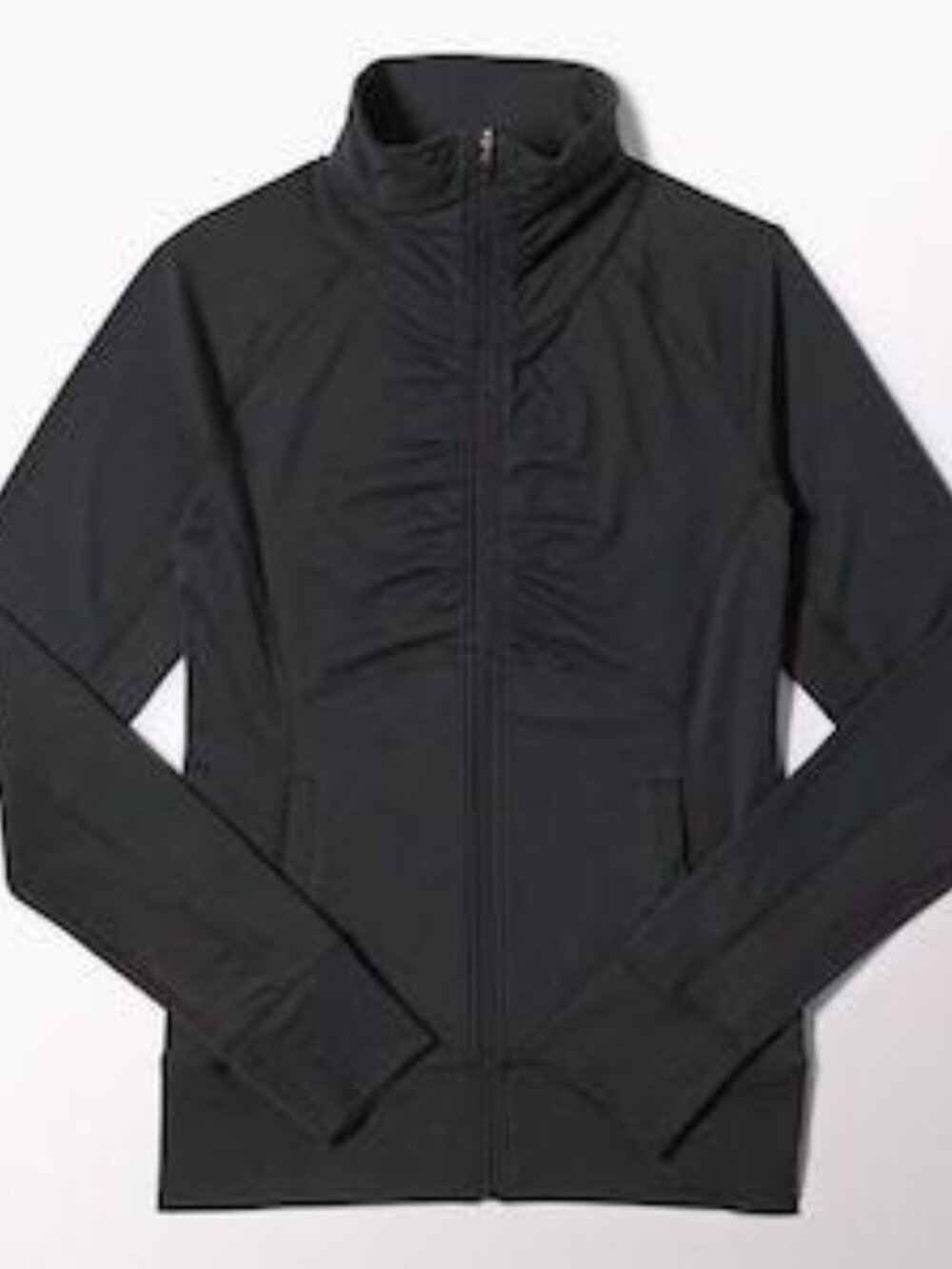 ADIDAS Women's Climalite Ruched Full-Zip Track Jacket Black Size Medium